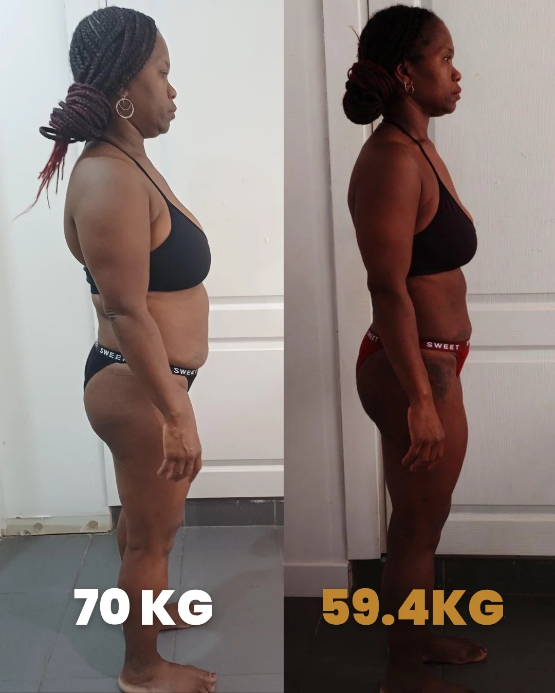 Transformation de Suzelle : 70 → 59,4 kg