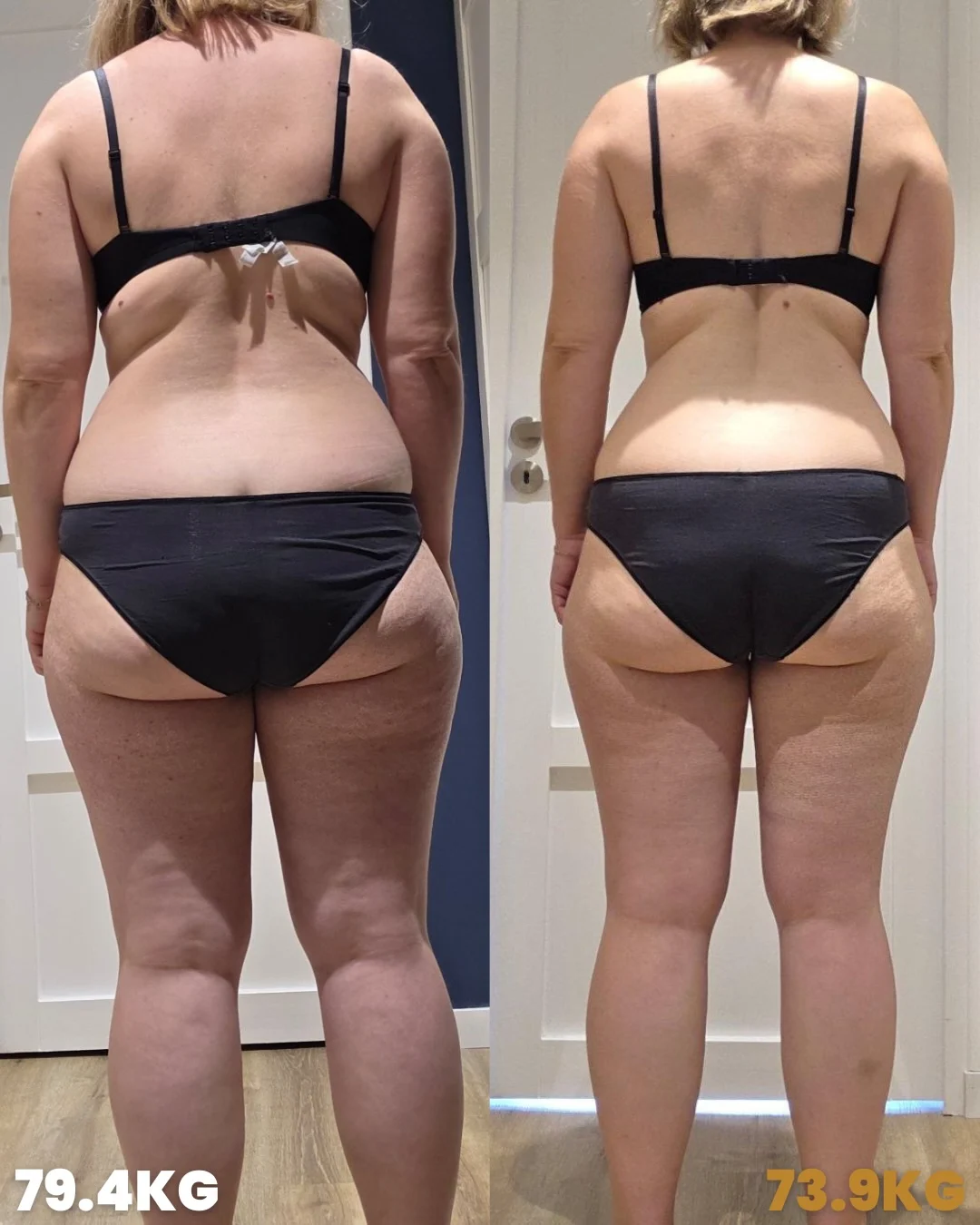 Transformation de Morgane : 79,4 → 73,9 kg