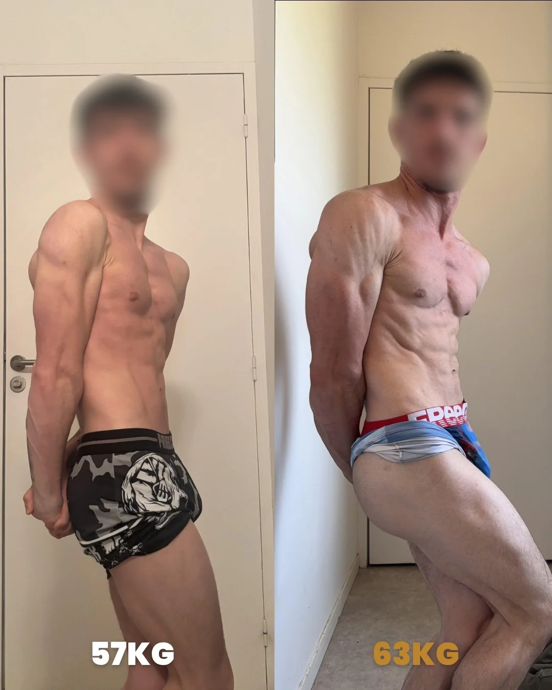 Transformation de Ewan : 57 → 63 kg · 18 semaines